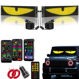 1/2PCS Truck Devil Eyes Light Truck LED Windshield Eyes Custom Flexible Neon Matric Panel Car LED Display Flashing Evil Eyes For Cars