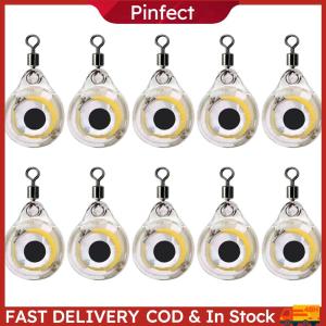 10Pcs Underwater Night Light Lure Mini Eye Shape Fish Lures Attractant Battery Powered LED Illuminated Lure for Seawater Freshwater