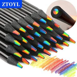 [COD]🔥🔥🔥ZTOYL 1Pc 7 Colors Gradient Rainbow Pencils Jumbo-Colored Pencils Multicolored Pencils for Art Drawing Coloring Sketching Random