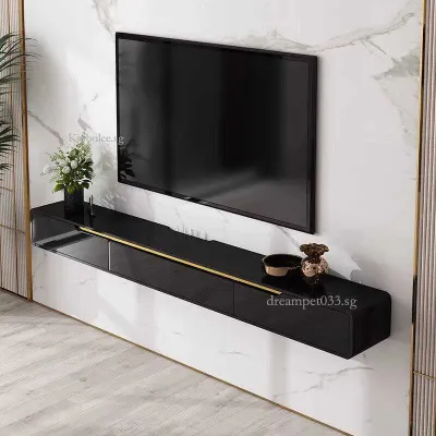 Tv Console Cabinet Hanging TV Cabinet Modern Simple Light Luxury Wall Hanging Cabinet Living Room All Solid Wood Small Apartment Light Luxury Floati M8