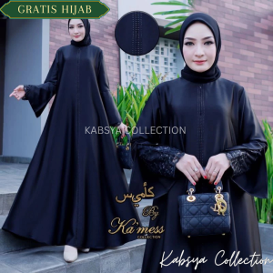 ABAYA MEWAH BAMBOO SILK SADIAH Basic Syari Kabsya Abaya Gamis Hitam Kaftan Saudi / Abaya Bamboo Silk