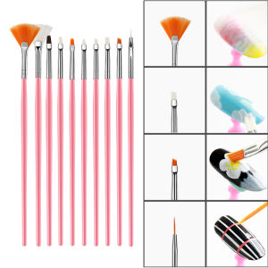 PINPAI 15PCS Nail Brushes Set Builder Gel Polish Painting Liner Nail Art Draw Print Brushes Set Manicure DIY Dotting Point Tool Kits