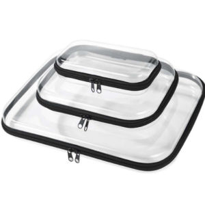 JACIRCLE Transparent Zipper Hard Storage Bag Travel Organizer Toy & Cosmetic Storage Pouch PET Material Waterproof