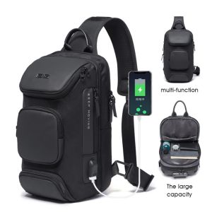 Bange ผู้ชายเย็นสลิงกระเป๋ากันน้ำ C rossbody กระเป๋าเป้สะพายหลังกระเป๋าสะพายมัลติฟังก์ชั่ที่มีพอร์ต USB ชาร์จ