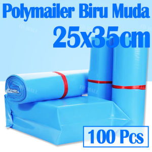 Fumu Plastik Packing Polymailer Olshop 25x35cm Isi 100pcs Biru Muda Glossy Premium Termurah