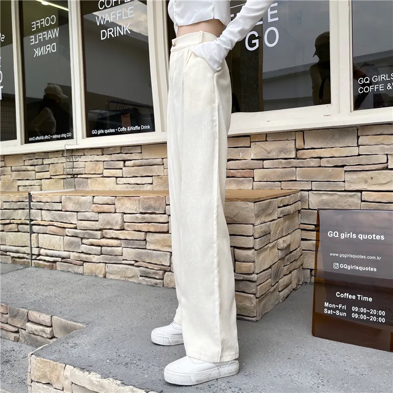 HILADY Casual Long Pants Korean Style Solid Color Loose High