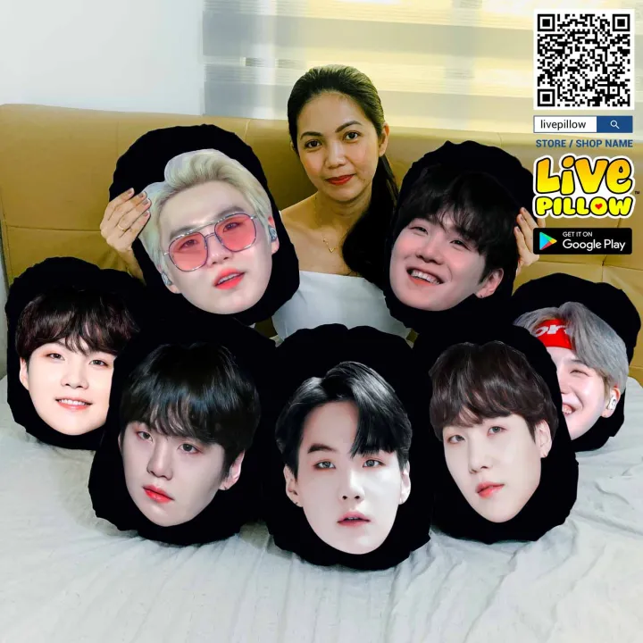 BTS SUGA Face Pillow with FREEbies