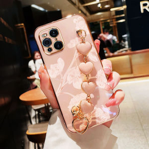 VRQR Korean Small Fresh Style Phone Case for OPPO Find X6 Pro Find X5 Pro Find X3 Pro Beautiful Bauhinia Flower Pattern with Love Bracelet Bracelet