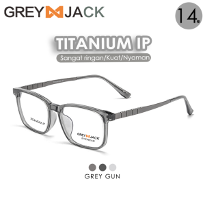 Grey Jack Frame Kacamata Bahan Titanium Model Kotak Fashion Bisnis Casual Ringan Kokoh Bisa Minus Antiradiasi Blueray Photocromic T 15209