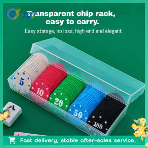 100 Pcs Professional Number Printed Poker Chips Set in Acrylic Clear Case Box Casino Gaming Token Coin