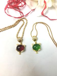 Dây Chuyền Mặt Hồ Ly Gắn Đá Đỏ Xanh V1220