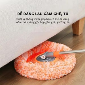Cây Lau Nhà Thông Minh Xoay 180 Độ Đa Năng | Chổi Lau Trần Nhà Microfiber Cán Inox Kéo Dài 1m5