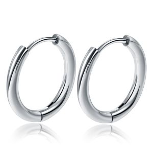 Bravego 1 Pair Men Punk Titanium Steel Hoop Earrings Korean Fashion Women Stainless Steel Earring