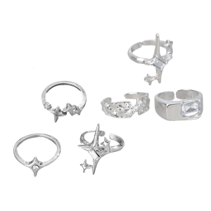 Phong cách Ngôi Sao Đá Zirconia khuôn mẫu nhẫn đôi thiết kế cho các cặp vợ chồng hợp thời trang người giá trị lãng mạn và xu hướng mặc giản dị
