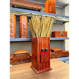 Ống đựng nhang hộp đựng hương phúc lộc thọ ống đựng hương hoa sen thếp vàng gỗ xoan ta hàng đẹp