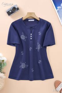 Áo kiểu thiết kế co dãn mềm nhẹ mát với chất liệu Thun Cotton cao cấp dễ phối AN4L1142 Thời trang Thiều Hoa