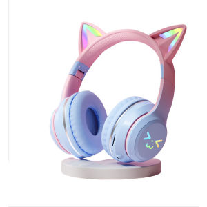 BT618 Earphones Kids Wireless Headphones Glowing Cat-Ear Design Foldable Over-Ear HIFI Stereo Sound Earbuds