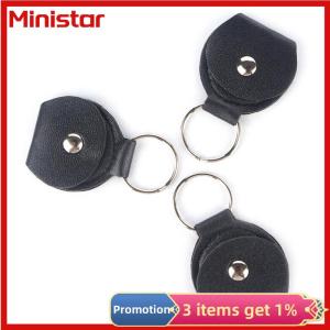 Ministar 1 Pcs Guitar Picks Holder Case Black Faux Leather Keychain Plectrum Cases Bag