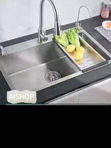 [SG Seller]Kitchen Sink Silver Stainless Steel Nano Double BowlFast shipping