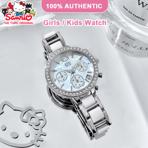 (With Box/36.1mm)100% Authentic Sanrio Hello Kitty Watch for Kids Girls Quartz Watch Waterproof Soft Leather Strap Shockproof Birthday Gift 2185