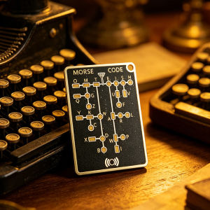 Morse Code Trainer Card Pro Professional PCB Style with Interactive LEDs & Signal Buttons for Adult Morse Code Learning