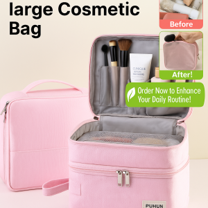 New PU cosmetic bag Vertical portable partition cosmetic bag Large capacity portable cosmetic bag Must-have partition storage bag for travel