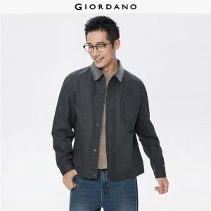 GIORDANO Men Jackets Corduroy Collar Retro Jackets Multi-Pocket Zip Front Fashionable Casual Relaxed Cotton Jackets 01076716