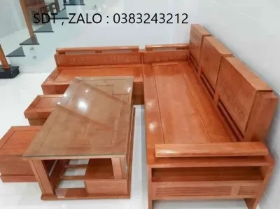 bàn ghế sofa gỗ sồi phòng khách sofa góc