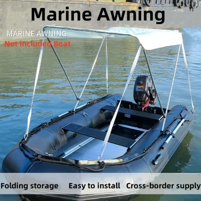 Portable folding awning for boats suitable for many types of boats