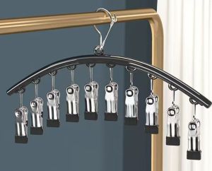Stainless Steel Sock Hanger Blue 10 Clips Windproof Drying Rack Underwear Laundry Organizer Baju 衣夹