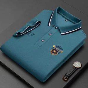 IELGY Mens polo new business T-shirt casual polo lapel top