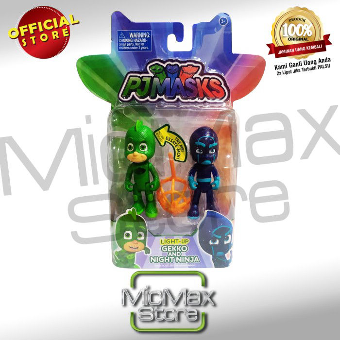 Set Figure PJ Masks Gekko E Night Ninja: Gekko Mobile Con Luci, Giocattolo Per Bambini 3+ Anni