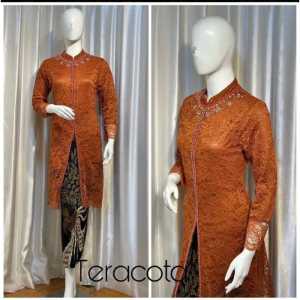 setelan kebaya tunik busui//tunik brukat sleting depan//kebaya brukat pesta//tunik brokat seragam ibu besan//