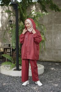 Jas Hujan/Mantol Pria dan Wanita Model Setelan Celana Bahan Pvc 0.25