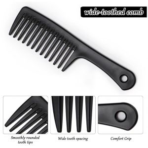 Anti-static Large Tooth Detangle Comb Wide Tooth Hair Comb Plastic Black Perm Hair Comb for Long Hair and Curly Hair