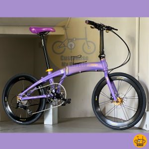 ♉️ Fnhon Tornado 22 Inch Velvet Purple Folding Bike With Gold Hub Shimano 9 Gears Litepro Components Dahon Tern Saddle Handle Bar Foldable Bicycle