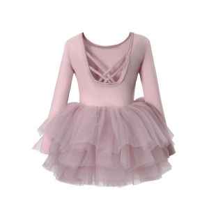 DISSENSION COLLOQUY59UY5 Fluffy Girl Ballet TuTu Dress Sequin Cross Strap Kids Ballet Skirts Professional Dance Costume Ballet Performance Clothes Gymnastic