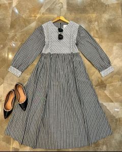 Midi Terbaru 2024 Kekinian Depira Midi Bahan Katun Dress Kondangan Wanita Motif Salur Simple