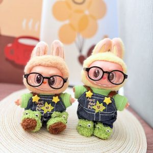 VERIDIAI Jeans Overalls  Dolls Cloth Handmade Frog Scholar Crybaby Plush Dolls Clothes Suit DIY Sitting  Time Cloth Cotton Doll Accessories