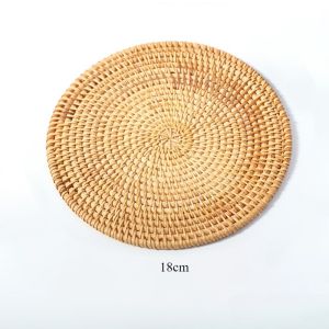 Rattan Coaster Placemat Handwoven Eco Friendly Heat Insulation Anti Slip Table Mat Home Dining Decor