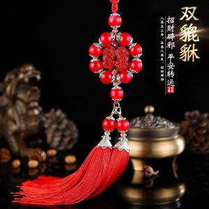 Car accessories for safe entry and exit car decorations car rearview mirror jade Pixiu pendant car interior decoration products