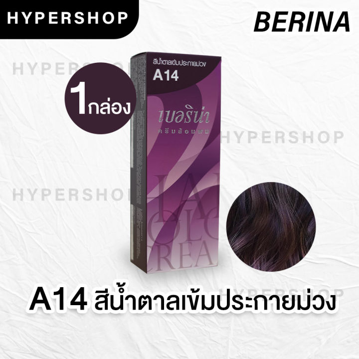 ส่งไว Berina A14 เบอริน่า สีน้ำตาลเข้มประกายม่วง ย้อมผม ย้อมสีผม ปิดผมขาว ปิดผมหงอก ครีมย้อมผม 9700