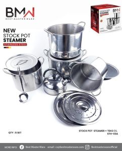 Panci Kukus Dandang 1 Set 4 pcs BMW Stock Pot Steamer Stainless Steel