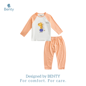 Bộ dài tay cài chéo in hình hươu BT020 BENTY chất mềm mịn thoáng khí đồ bộ trẻ em chính hãng