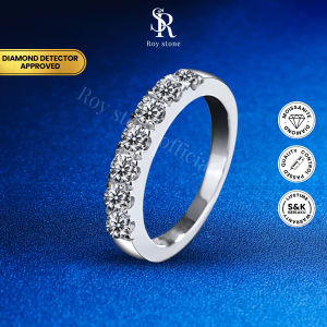 RoyStone - Cincin Wanita Perhiasan Moissanite Original Lapis Emas - 7 Stone Wedding Ring