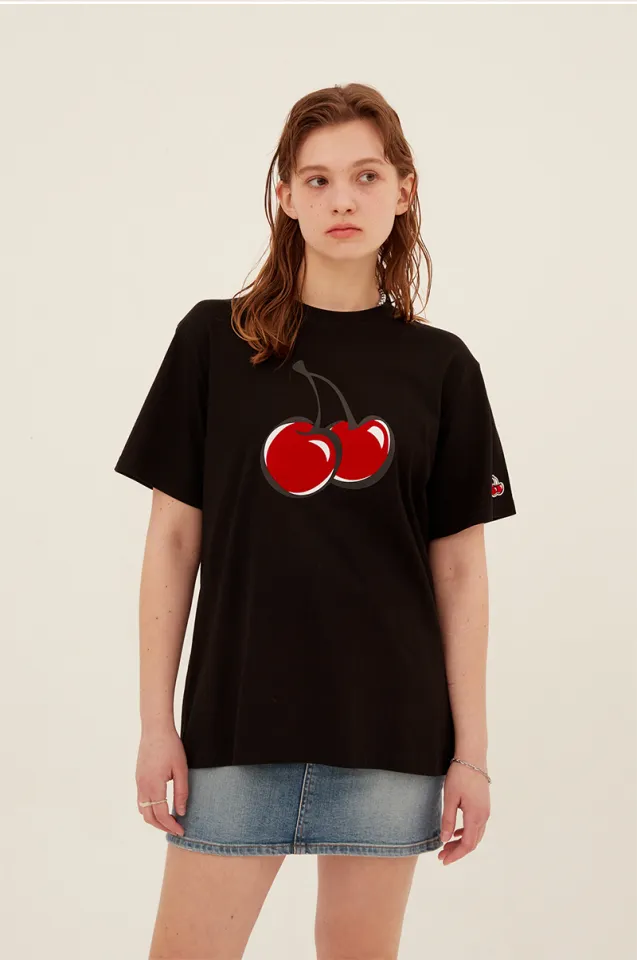 ★2022SS新作★KIRSH X POLAROID★BIG CHERRY T-SHIRT KIRSH Women's Big Cherry Glitter Graphic T-Shirt Standard