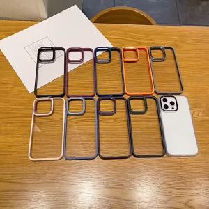 16 Simple Candy Color Phone Case Suitable for iphone15 Transparent Drop-Resistant 14ProMax Gold Shield Case