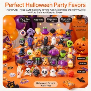 Halloween Squishy Toy Mochi Squishy Stress Relief Fidget Toy Cute Pumpkin Head Spider Squeeze Doll Halloween Decoration Party Favors Gift