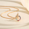 Y635 【COD】Kalung Titanium Wanita Anti Karat Kristal Berlian Berwarna Mewah Emas 18K Perhiasan korea liontin. 