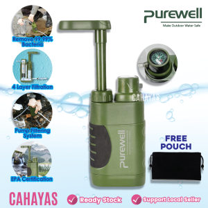 [New] Purewell Portable Water Filter Pump Purifier - Outdoor Hiking Camping Equipment Emergency Survival Tools